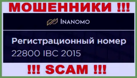 Номер регистрации компании Инаномо Финанс Лтд - 22800 IBC 2015