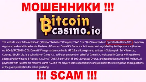 Компания Bitcoin Casino находится под крылом организации Dama N.V.