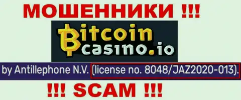 Bitcoin Casino предоставили на сайте лицензию организации, но это не препятствует им присваивать средства