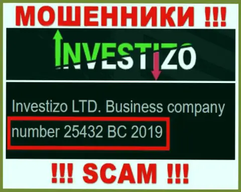 Инвестицо Лтд internet-мошенников Investizo LTD было зарегистрировано под вот этим рег. номером - 25432 BC 2019