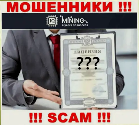 Отсутствие лицензии у организации IQ Mining, только лишь доказывает, что это мошенники