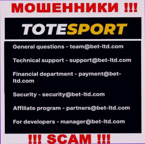 В разделе контактов internet кидал ToteSport Eu, расположен вот этот е-майл для обратной связи с ними