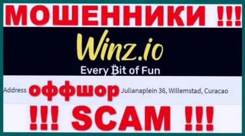 Мошенническая организация Winz Casino пустила корни в офшоре по адресу - Джулианаплеин 36, Виллемстад, Кюрасао, будьте крайне бдительны