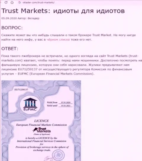 Trust Markets - это МОШЕННИКИ !!! Воровство депозитов гарантируют стопроцентно (обзор противозаконных действий организации)
