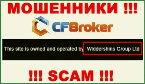 Юридическое лицо, которое владеет обманщиками CFBroker - это Widdershins Group Ltd