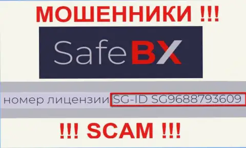 SafeBX, задуривая голову лохам, опубликовали на своем сайте номер их лицензии на осуществление деятельности