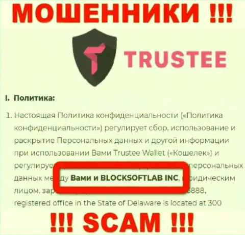 BLOCKSOFTLAB INC руководит брендом TrusteeWallet - это МОШЕННИКИ !