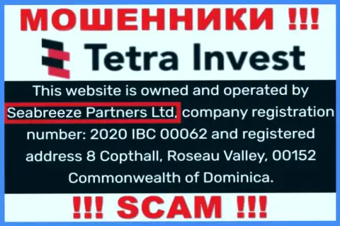Юр. лицом, управляющим мошенниками Seabreeze Partners Ltd, является Seabreeze Partners Ltd