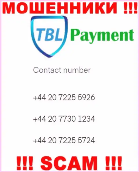 Мошенники из TBL Payment, для разводняка наивных людей на средства, задействуют не один номер телефона
