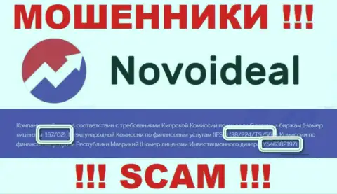 Не сотрудничайте с конторой NovoIdeal, даже зная их лицензию, представленную на интернет-портале, Вы не сможете уберечь собственные вложенные средства