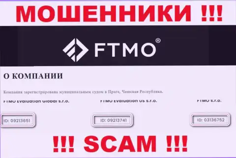 Организация FTMO предоставила свой номер регистрации у себя на официальном сайте - 09213741