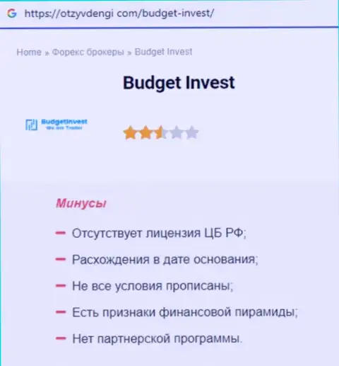 Обзор деятельности scam-конторы Budget Invest это МОШЕННИКИ !!!