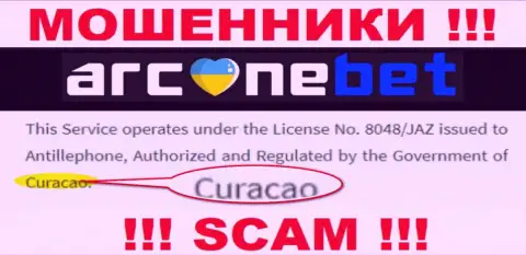 ArcaneBet - это интернет мошенники, их адрес регистрации на территории Curaçao