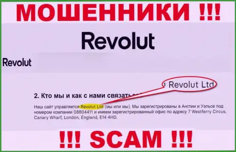 Revolut Ltd - это компания, управляющая кидалами Револют