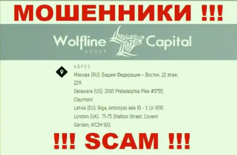 Будьте очень осторожны ! На интернет-портале кидал WolflineCapital фейковая информация об официальном адресе организации